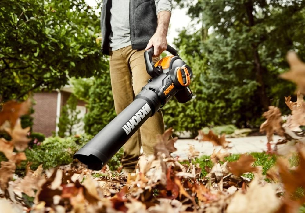 An image of a hand-held leaf mulcher. 