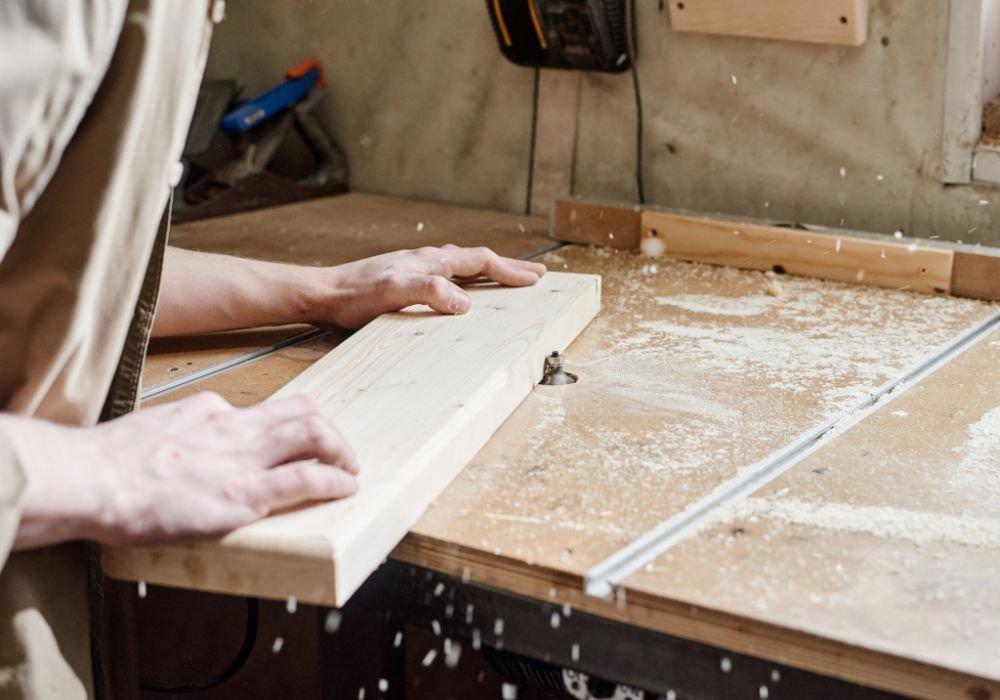 An image of a wood router table. 