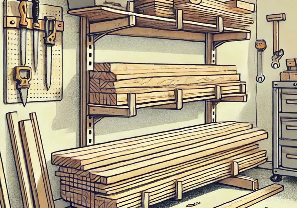 An image of a simple lumber rack project. 