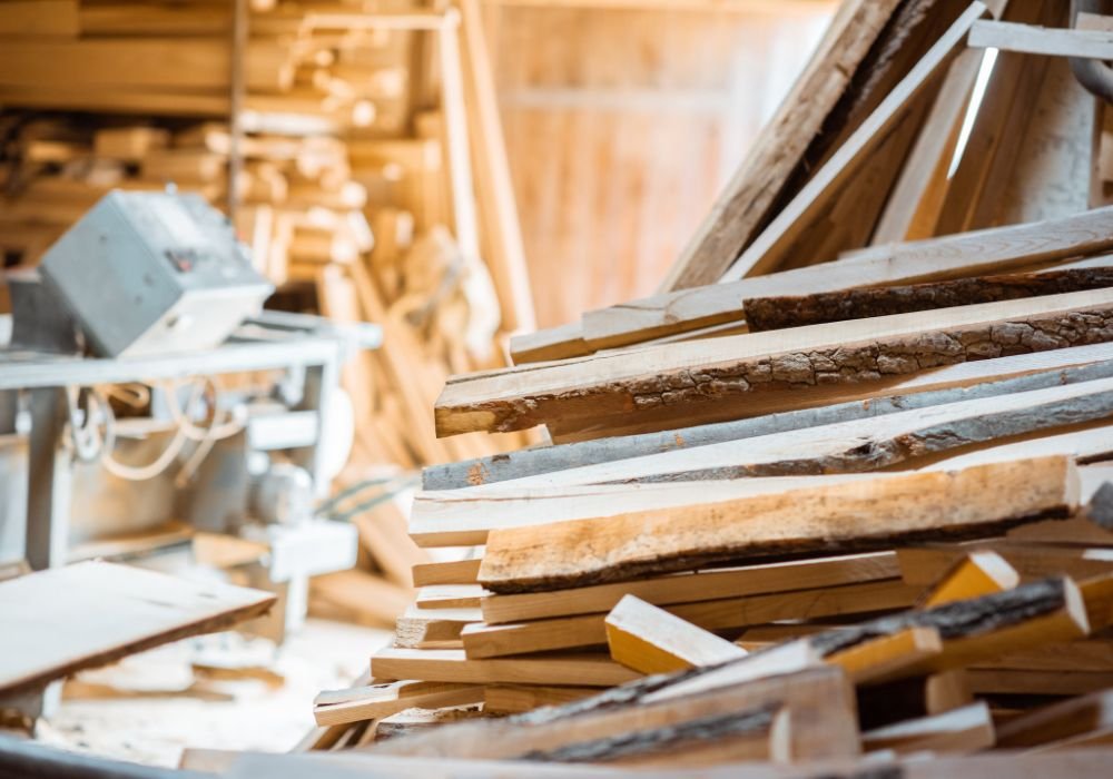 An image of lumber within a home for an article about lumber rack ideas.