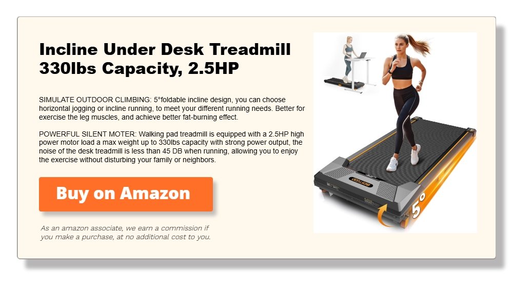 Incline Under Desk Treadmill 330lbs Capacity, 2.5HP