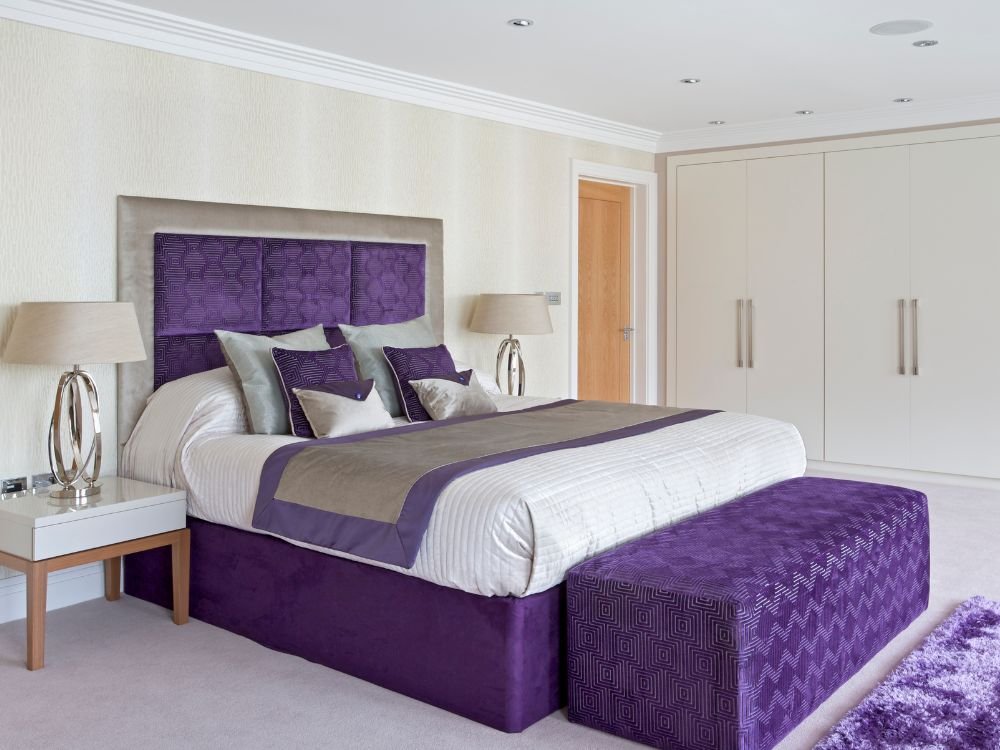 An image of velvet bed furniture.