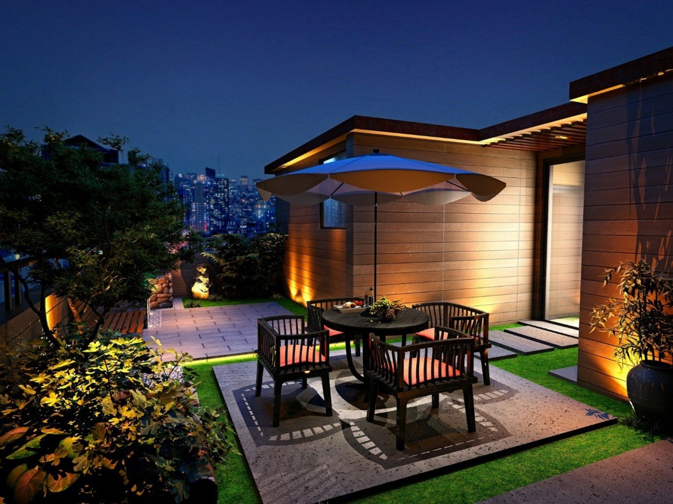 An outsoor entertainment area