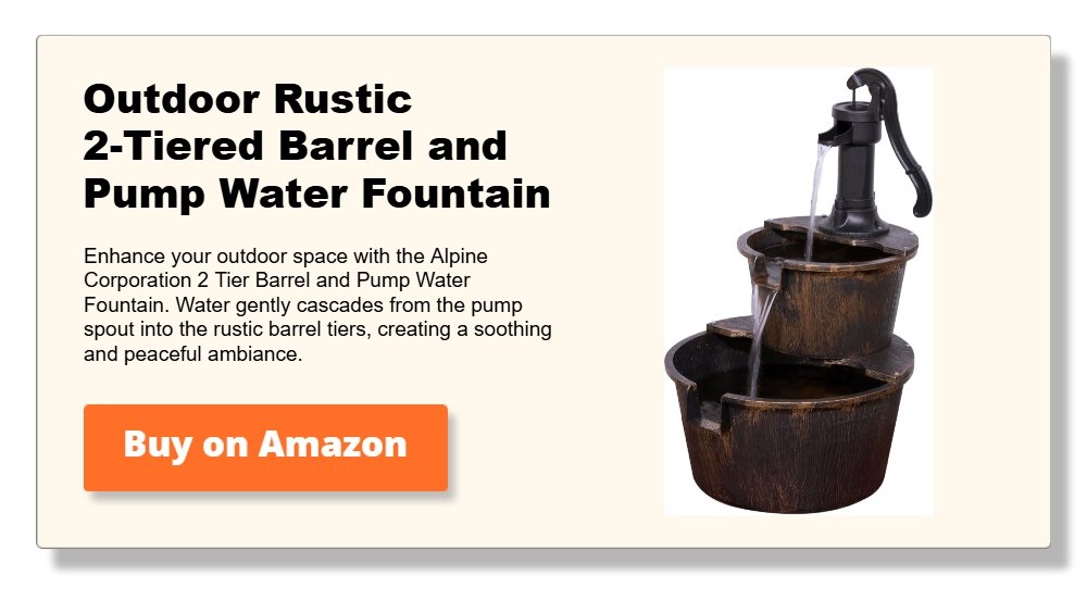 Outdoor Rustic 2-Tiered Barrel and Pump Water Fountain