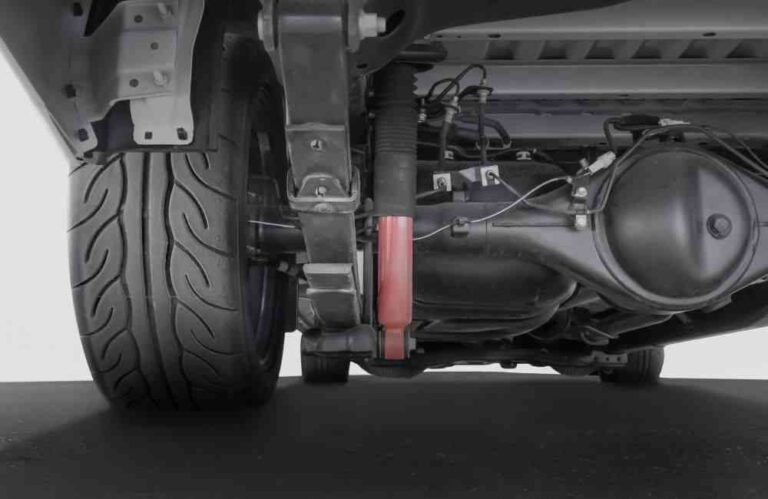 An image of a truck suspension for an article about suspension upgrade for trucks.