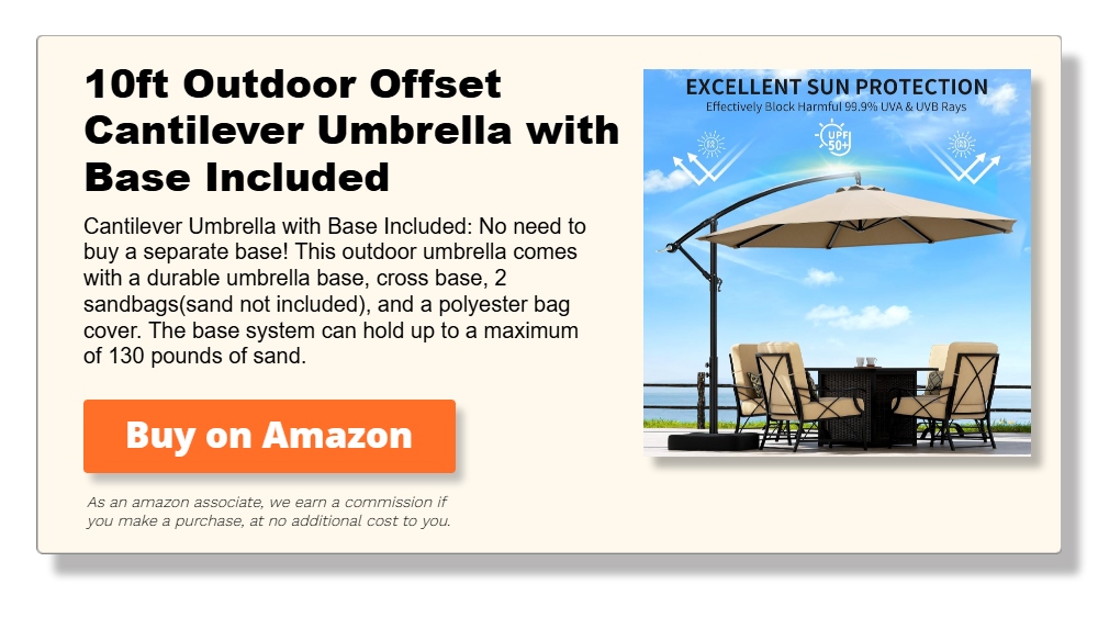 10ft Outdoor Offset Cantilever Umbrella with Base Included