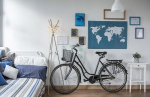 An image of a bike inside an apartment for an article about apartment bike storage.