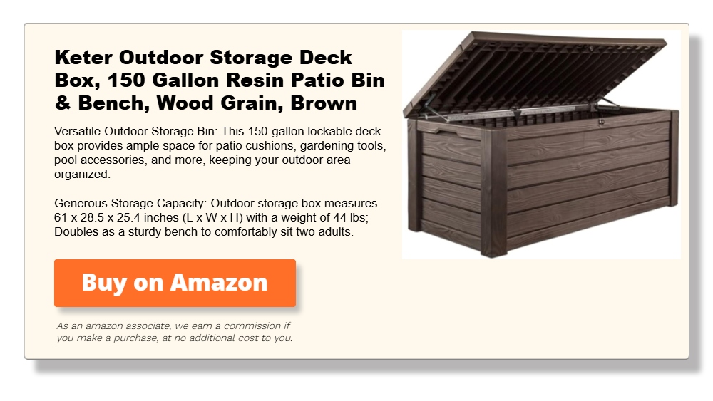 Keter Outdoor Storage Deck Box, 150 Gallon Resin Patio Bin & Bench, Wood Grain, Brown