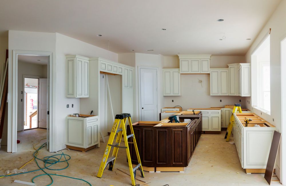 An image of a kitchen being renovated. 