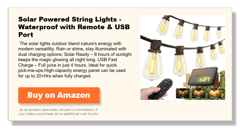 Solar Powered String Lights - Waterproof with Remote & USB Port