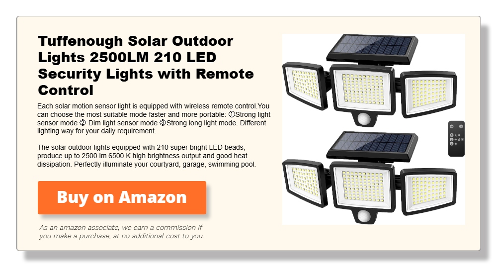 Tuffenough Solar Outdoor Lights 2500LM 210 LED Security Lights with Remote Control