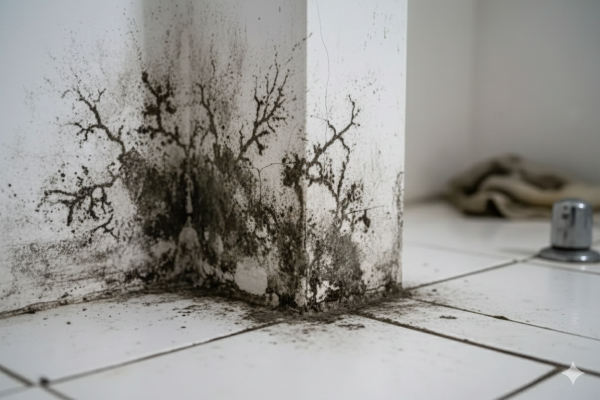 A severe instance of mold from water leakage.