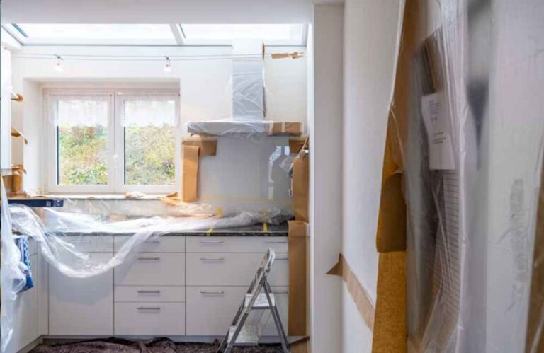 An image of a room going through an upgrade.