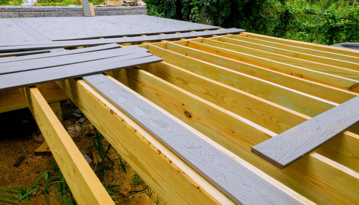 A new timber deck under construction