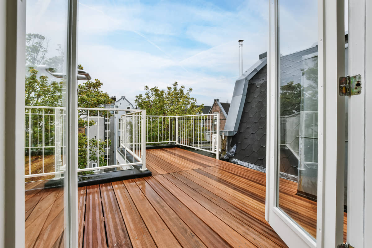 A lovely timber deck in an English town