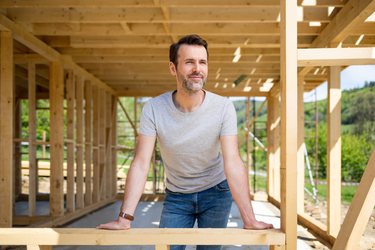 An owner-builder reviewing progress.