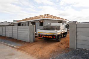 A perimeter fence on a new home build