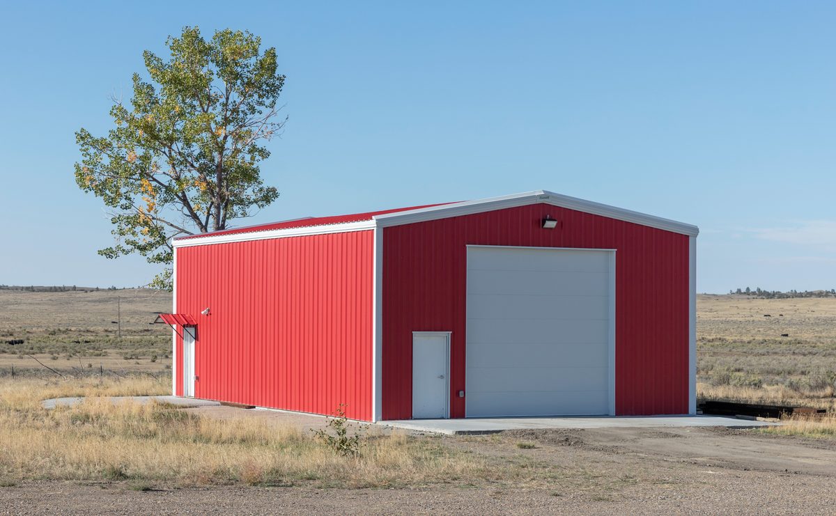 A steel-framed workshop